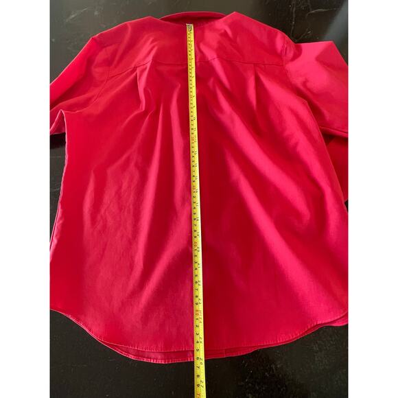 Foxcroft ladies hot pink button up blouse 14P wrinkle free cotton blend - Picture 6 of 8